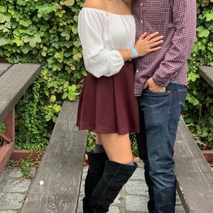 Forever 21 Burgundy Maroon Skater Skirt Medium